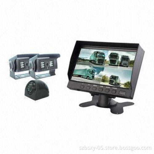 High Resolution Digital Quad Monitor with Super Wide Angle Cameras for Car Security System